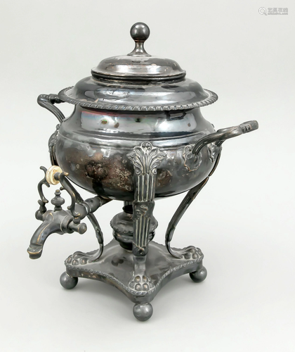 Samovar, c. 1900, plated, 4-pa