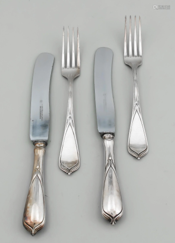 23 pieces Art Nouveau cutlery,