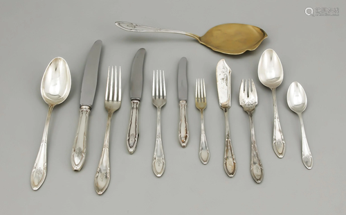 Large rest of cutlery, German,