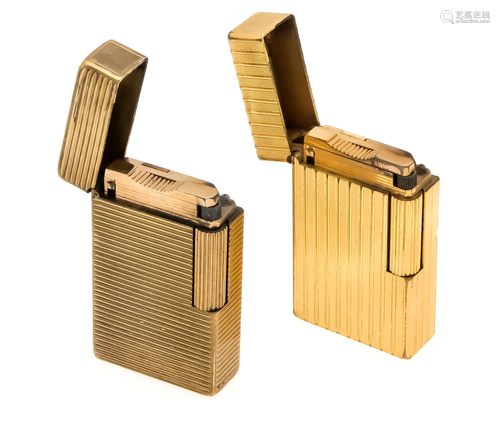 2 Dupont lighters, gold plated,