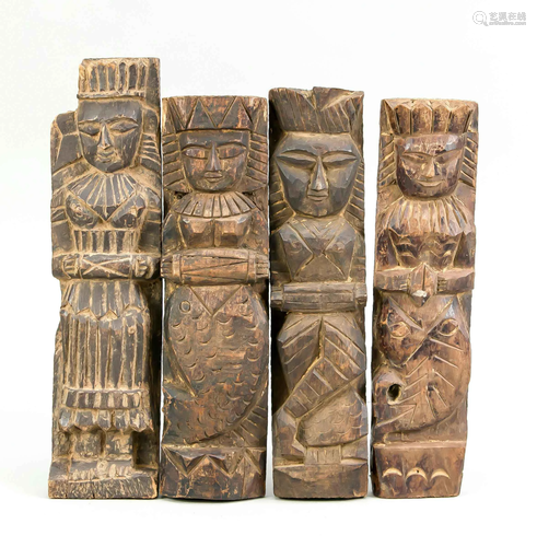 4 carvings, Southeast Asia, 19