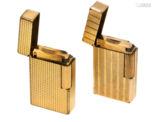 2 Dupont lighters, gold plated,