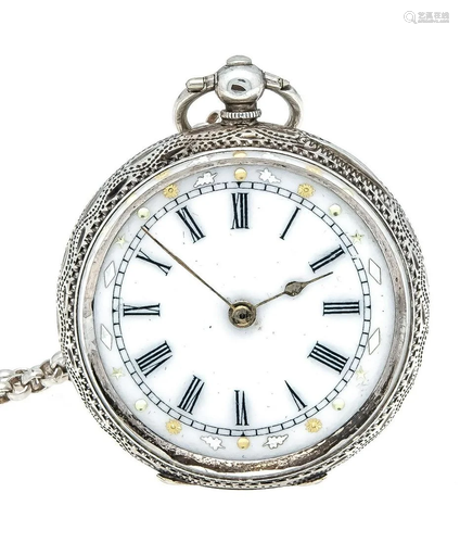 open ladies pocket watch, silver