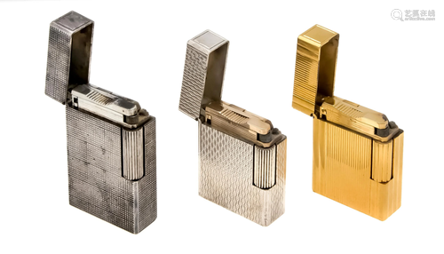 3 Dupont lighters, 1 x gold plat