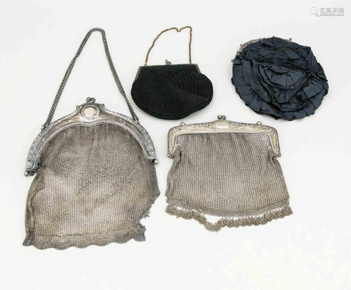 Four evening bags, 20th c., pl