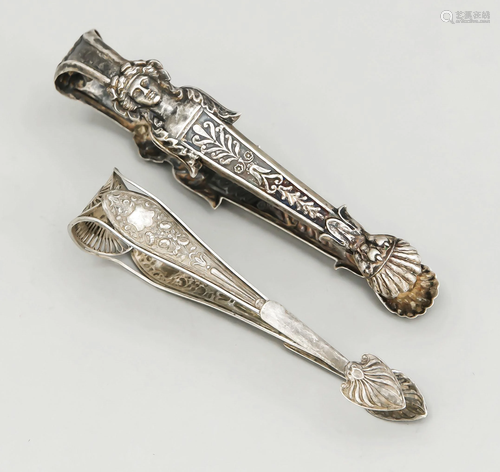 Two sugar tongs, 19th century,