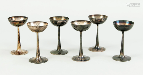 Six small liqueur goblets, Ger