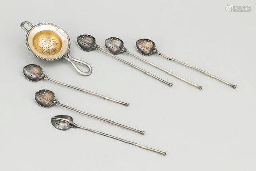 Six matel spoons, 20th century