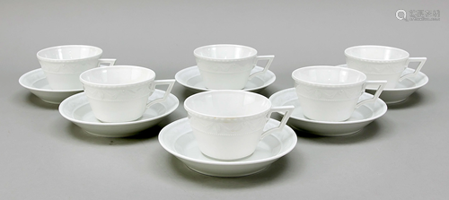 Six tea cups with saucers, KPM