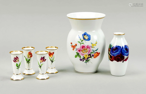 Six small vases, 20th c., diff