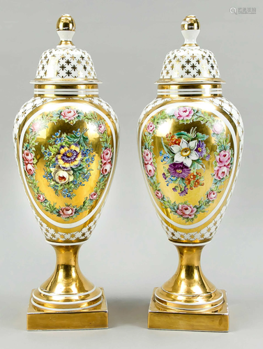 Pair of lidded vases, Limoges,