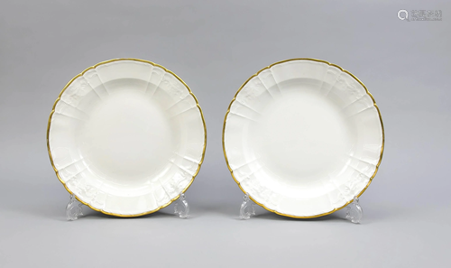 Two round serving plates, KPM