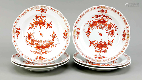 Six shallow plates, Meissen, m