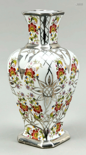 Vase with silver overlay, Bohe