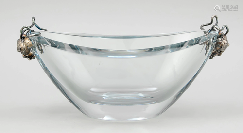 Oval bowl with silver mounting