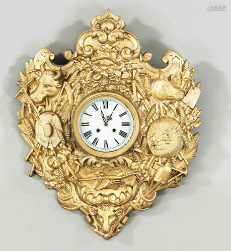 Wall clock cast iron decorated