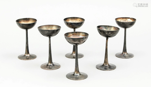 Six liqueur bowls, German, c.