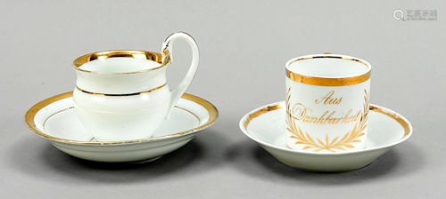 Two Biedermeier cups with sauc