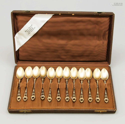 Twelve mocha spoons, German, c