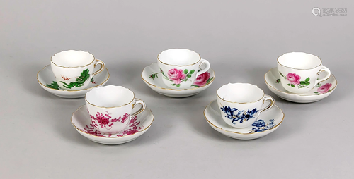 Five demitasse cups with sauce