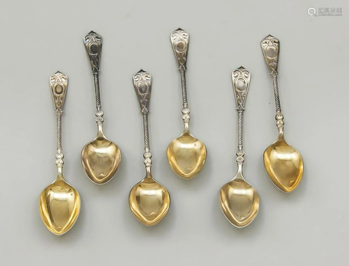 Six mocha spoons, German, c. 1