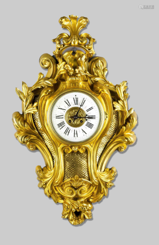 large cartel clock, brass, fir