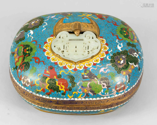 Large oblong cloisonnÃ© lidded