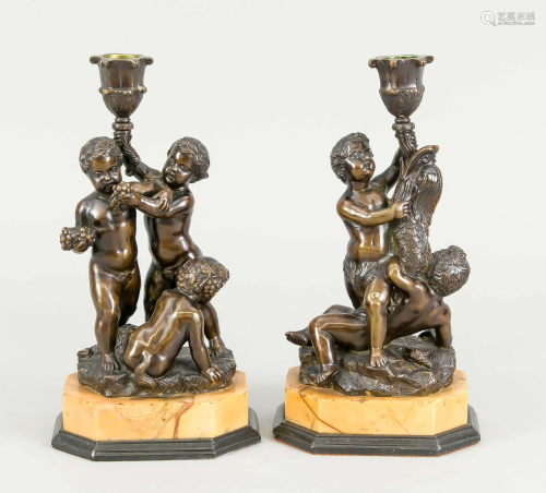 Pair of 19th c. figural candle