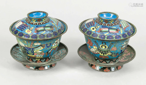 Pair of cloisonnÃ© rice bowls w