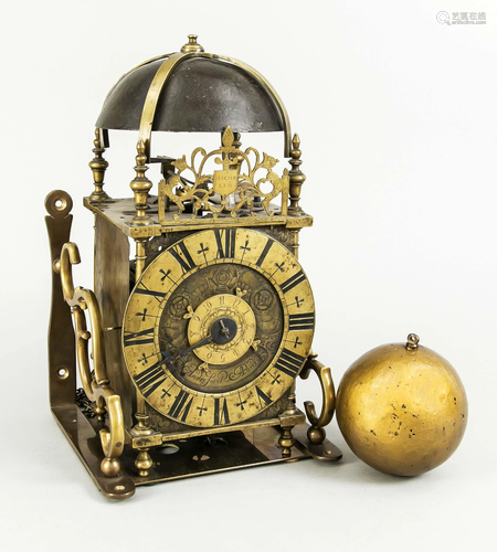 Lantern clock, 18th c., brass,