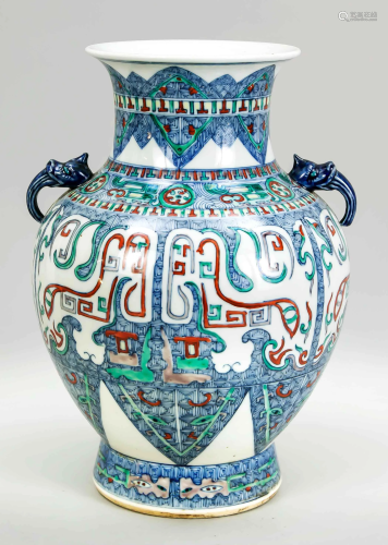 Doucai vase with taotie decora