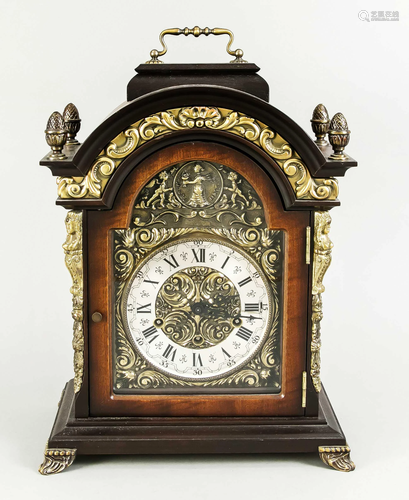 Table clock, 20th c., walnut,