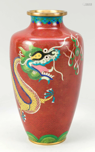 CloisonnÃ© dragon vase, China,