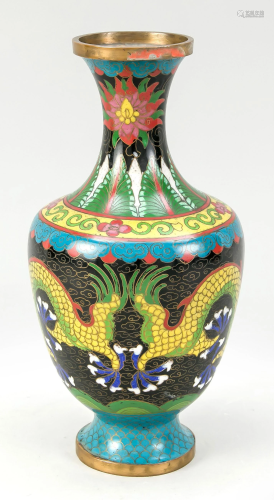 CloisonnÃ© dragon vase, China,