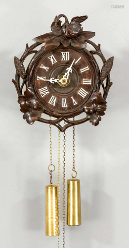 Tartan clock with carved woode