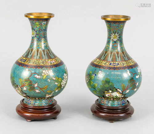 Pair of ultra-fine cloisonnÃ© v