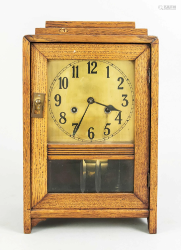 Art deco table clock, oak, fac