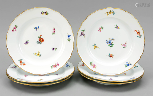 Six shallow plates, Meissen, m