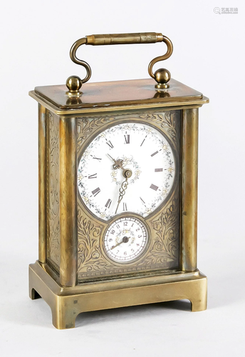 Travel clock in brass case, si