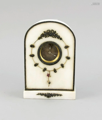 white marble clock, with silve