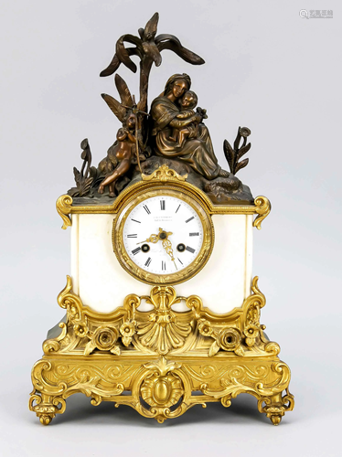 Bronze mantel clock with alaba