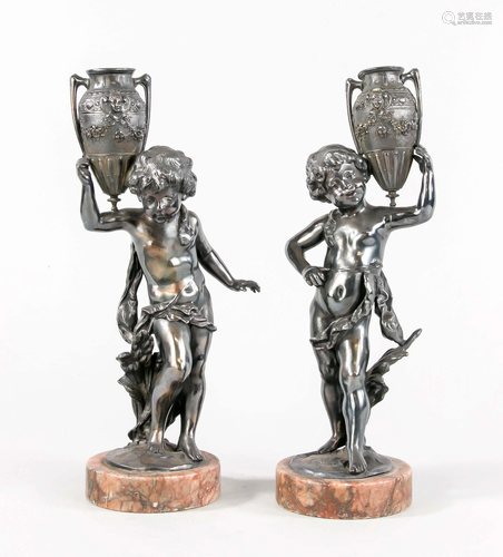 Pair of figural ornamental vas