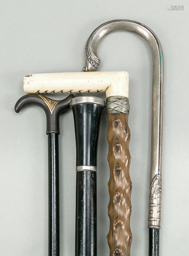 4 walking sticks, late 19th c.