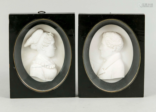 Pair of marble portraits, late