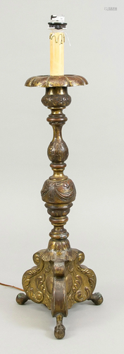 Candlestick mounted as a lamp,