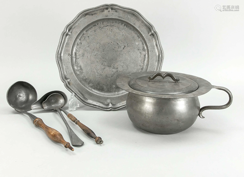 5 parts pewter, end of 19th c.