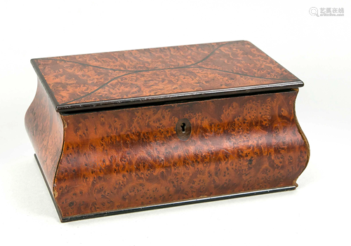 Biedermeier root wood casket,