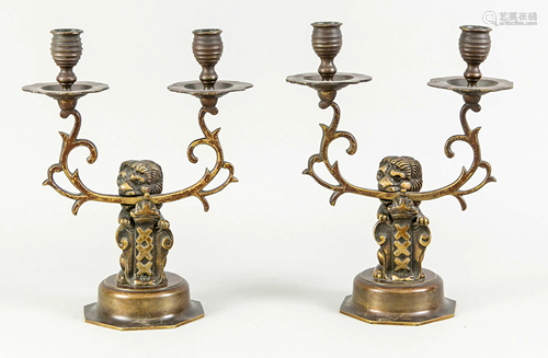 Pair of lion candlesticks, lat