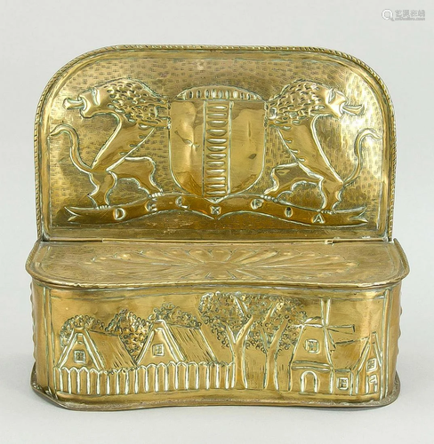 Brass box for wall, late 19th