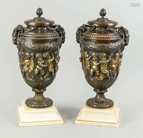 Pair of magnificent urns, 19th